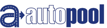 Autopool wordmark logo with blue 'pool' text
